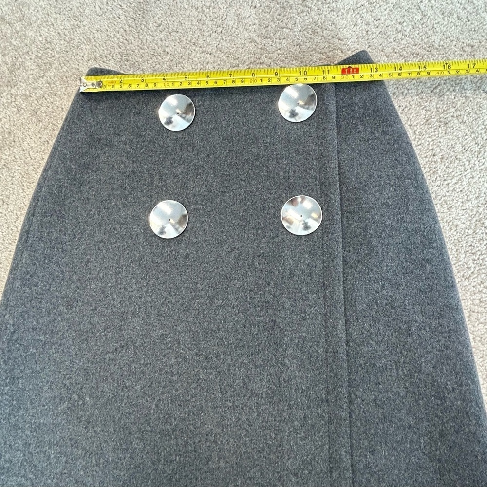 STELLA McCartney gray Pelier wrap front wool cashmere blend button skirt Sz 38 - Picture 12 of 15